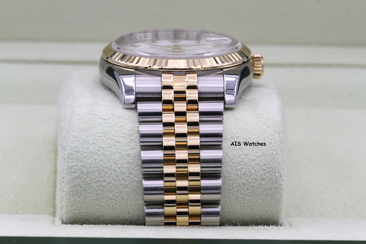 Rolex 116233 DateJust 36MM 18K YG/SS White Roman Dial Jubilee Bracelet B&P