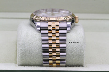 Rolex 116233 DateJust 36MM 18K YG/SS White Roman Dial Jubilee Bracelet B&P