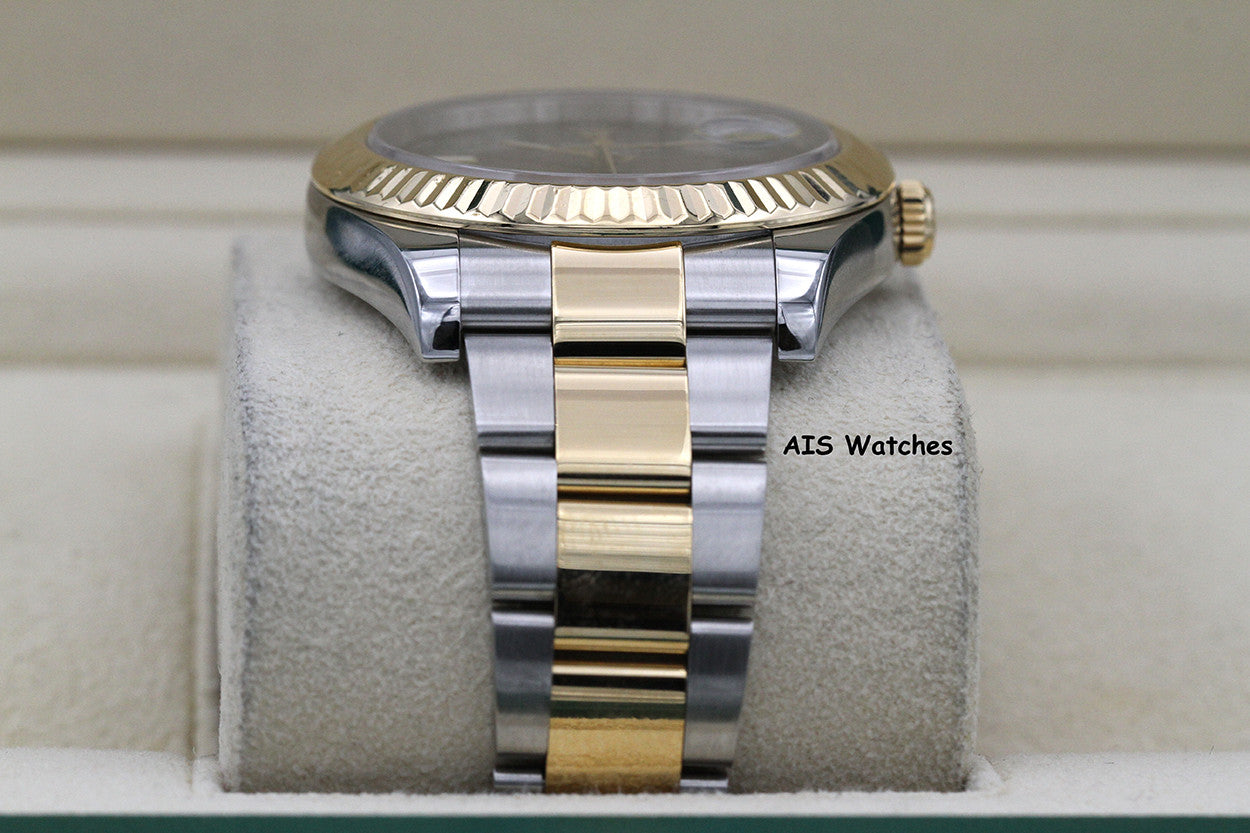Rolex 116333 DateJust II 18K YG/SS Slate Roman Wimbledon Dial Oyster Box & Papers