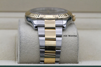 Rolex 116333 DateJust II 18K YG/SS Slate Roman Wimbledon Dial Oyster Box & Papers