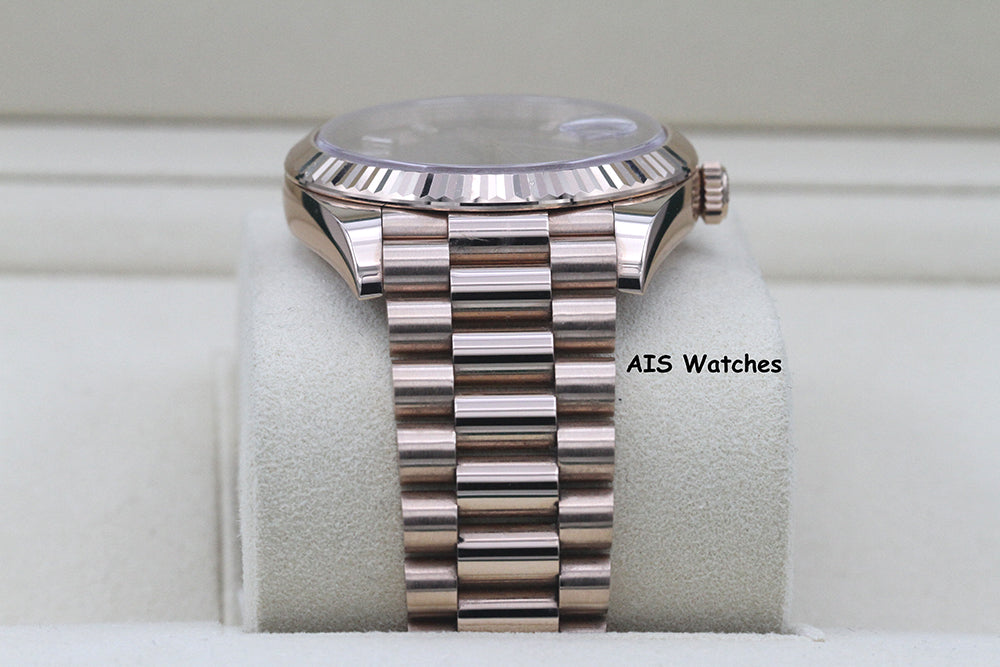 Rolex 228235 DayDate 40MM DD40 Rose Gold Chocolate Baguette Diamond Dial B&P