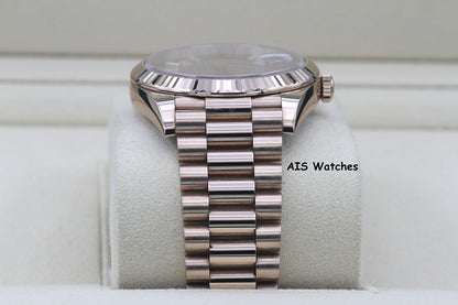 Rolex 228235 DayDate 40MM DD40 Rose Gold Chocolate Baguette Diamond Dial B&P