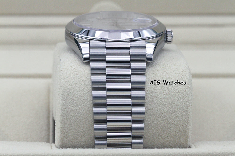 BNIB Rolex 228206 DayDate 40MM DD40 Platinum Meteorite Diamond Baguette Dial