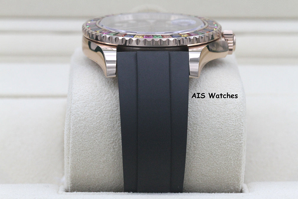 Rolex Yachtmaster 116695SATS Gem Set Bezel Everose Gold OysterFlex Strap B&P