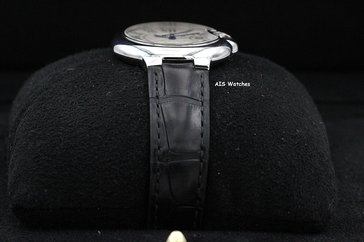 Cartier Ballon Bleu W6920085 SS 33MM Leather Strap Silver Dial Box & Papers
