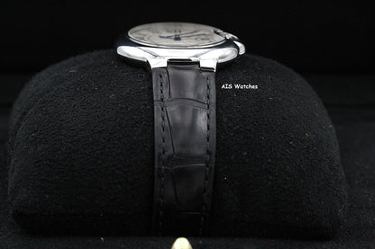 Cartier Ballon Bleu W6920085 SS 33MM Leather Strap Silver Dial Box & Papers