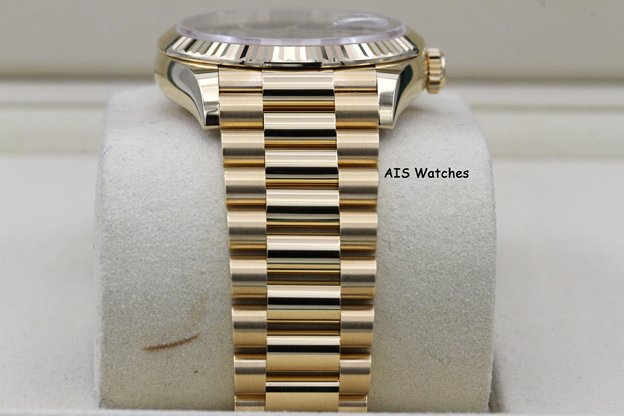 BNIB Rolex 128238 DayDate 36MM DD36 Yellow Gold Green Ombre Roman Dial B&P