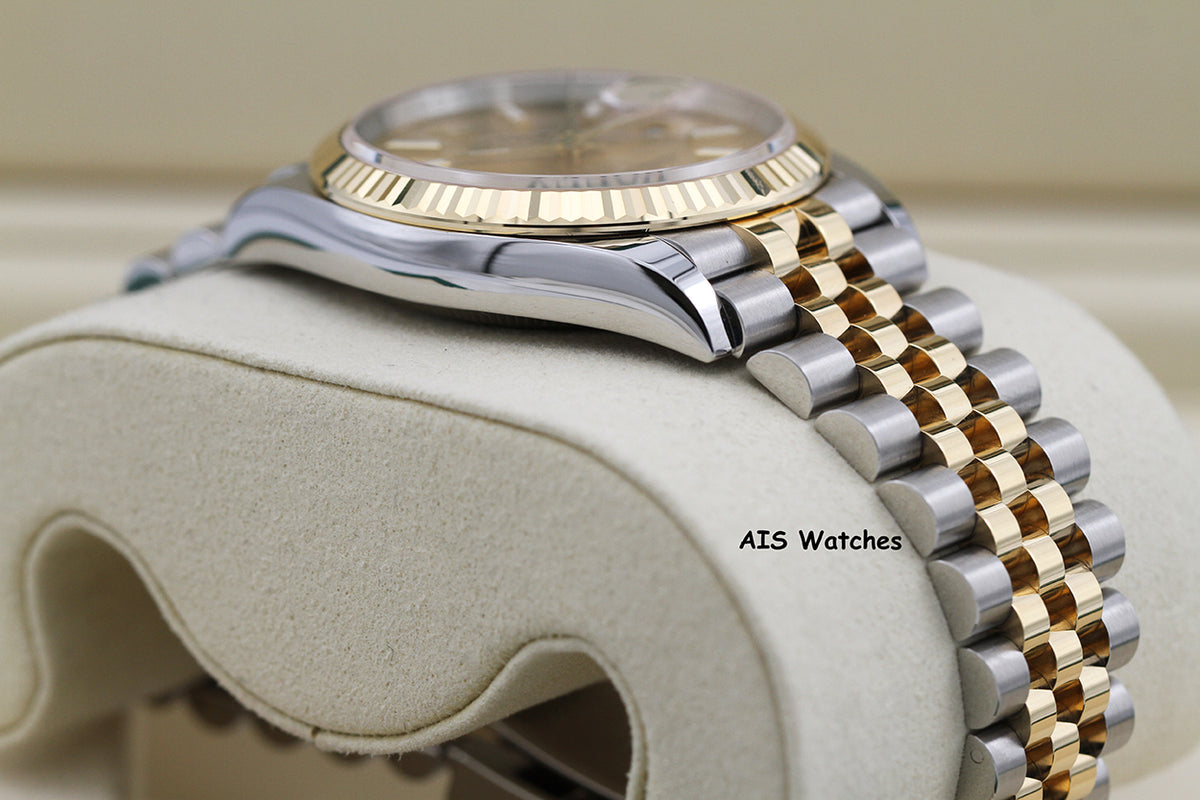 BNIB Rolex 126233 DateJust 36MM 18K YG/SS Champagne Stick Dial Jubilee Bracelet B&P
