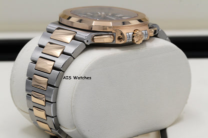 Patek Philippe Nautilus 5980/1AR Chronograph 18K Rose Gold / Stainless Steel Blue Dial 2017 Box & Papers