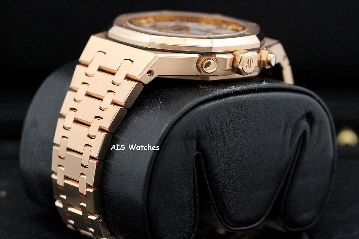 Audemars Piguet 26315OR Royal Oak Chronograph Pink Gold Silver Dial 38MM Box & Papers