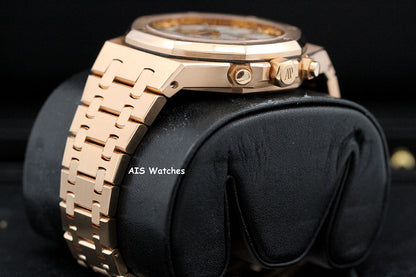 Audemars Piguet 26315OR Royal Oak Chronograph Pink Gold Silver Dial 38MM Box & Papers