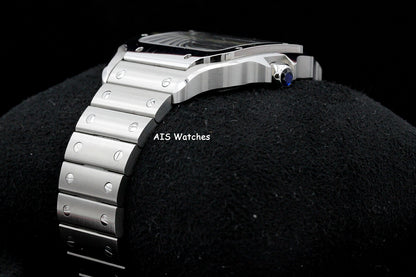 Cartier Santos De Cartier Large Steel WSSA0076 Dual Time GMT Grey Dial Box & Papers