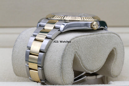 Rolex 116333 DateJust II 18K YG/SS Slate Roman Wimbledon Dial Oyster Box & Papers