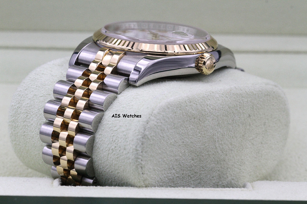 Rolex 116233 DateJust 36MM 18K YG/SS White Roman Dial Jubilee Bracelet B&P