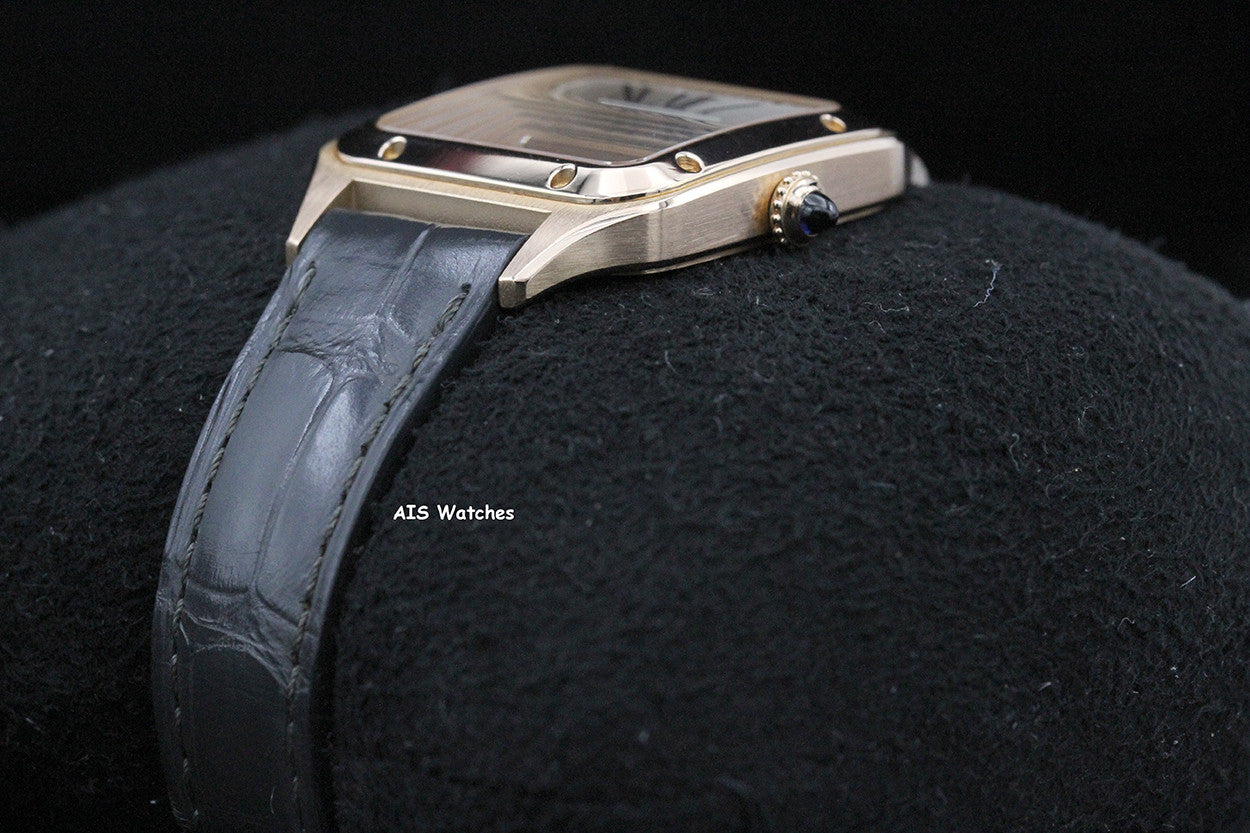 Cartier Santos Dumont Small WGSA0022 18K RG 38MM x 27.5MM Silver Dial Box & Paper