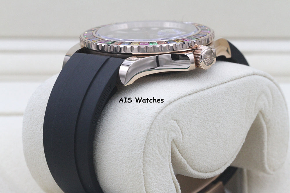 Rolex Yachtmaster 116695SATS Gem Set Bezel Everose Gold OysterFlex Strap B&P