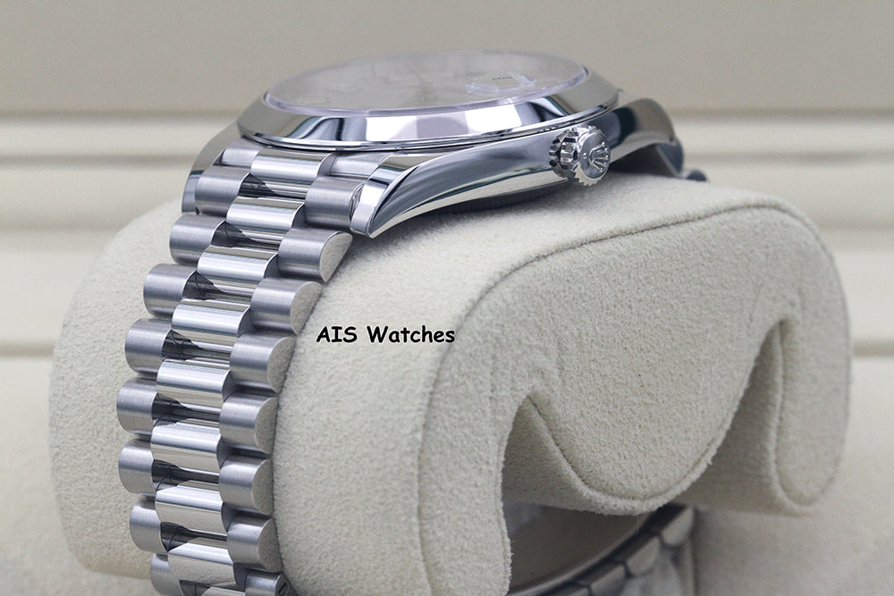 BNIB Rolex 228206 DayDate 40MM DD40 Platinum Meteorite Diamond Baguette Dial