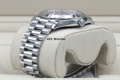 Rolex 228206 Platinum DayDate 40MM DD40 Ice Blue Diagonal Motif Dial B&P