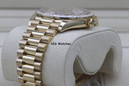 BNIB Rolex 228398TBR DayDate 40 18K YG Champagne Baguette Diamond Dial / Bezel
