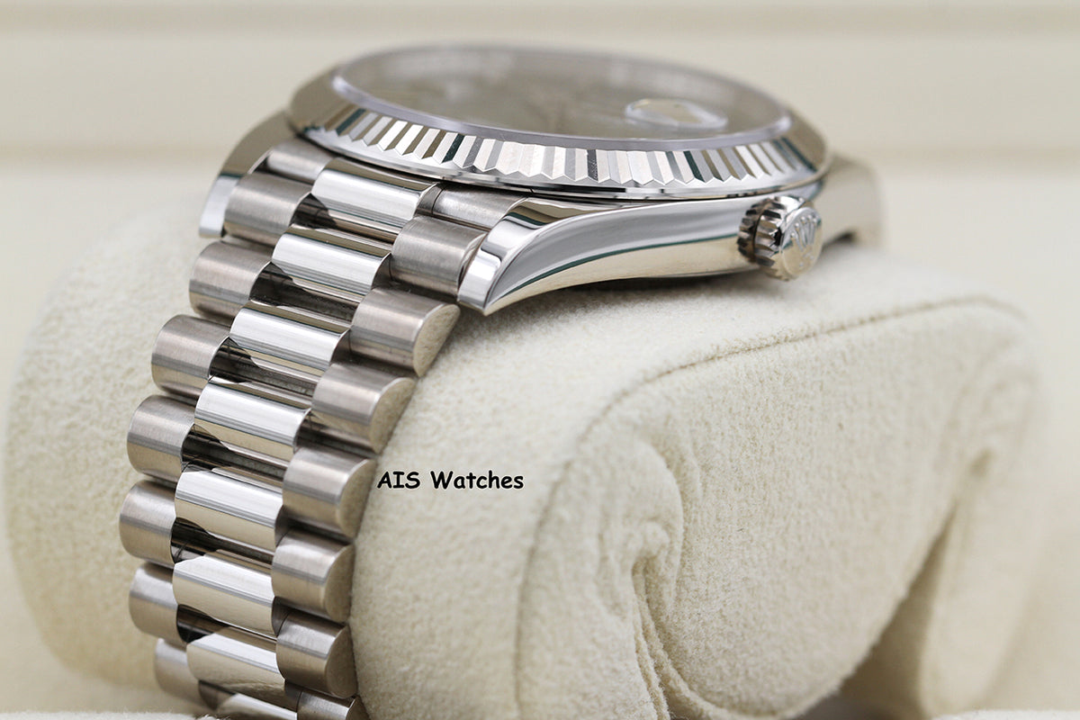 Rolex 228239 DayDate 40MM DD40 18K White Gold Olive Green Roman Dial B&P