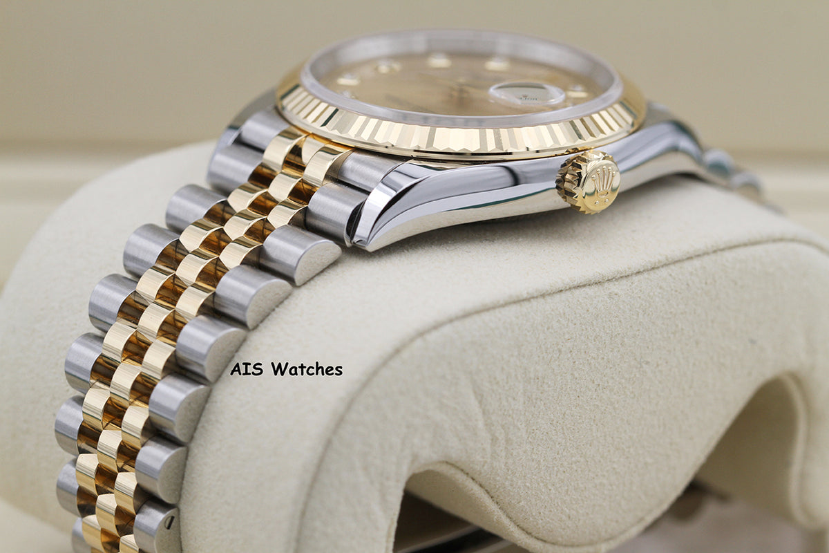 BNIB Rolex 126233 DateJust 36MM 18K YG/SS Champagne Diamond Dial Jubilee Bracelet B&P