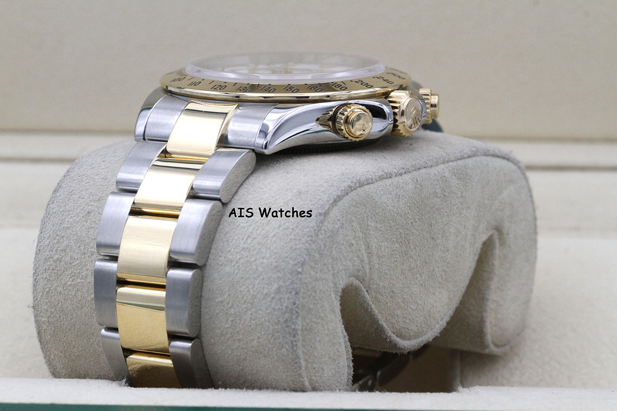 Rolex Daytona 116523 18K YG / SS White Dial F Serial
