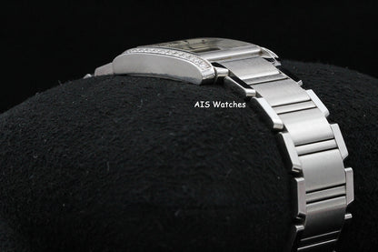 Cartier Tank Francaise W4TA0009 Medium Diamond Bezel Quartz Silver Dial B&P