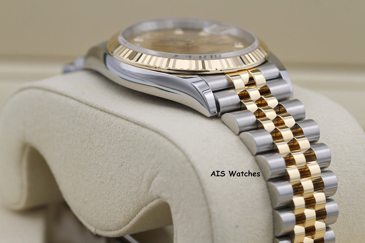 BNIB Rolex 126233 DateJust 36MM 18K YG/SS Champagne Diamond Dial Jubilee Bracelet B&P