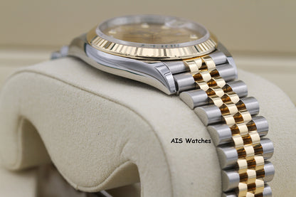 BNIB Rolex 126233 DateJust 36MM 18K YG/SS Champagne Diamond Dial Jubilee Bracelet B&P