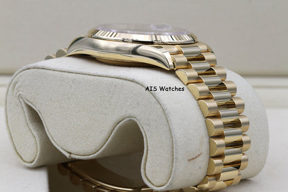 BNIB Rolex 128238 DayDate 36MM DD36 Yellow Gold Green Ombre Roman Dial B&P