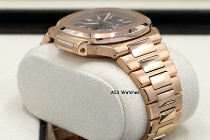 Patek Philippe Nautilus 5980/1R Chronograph 18K Rose Gold Black Dial Box & Papers