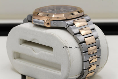 Patek Philippe Nautilus 5980/1AR Chronograph 18K Rose Gold / Stainless Steel Blue Dial 2017 Box & Papers