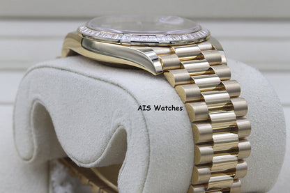 BNIB Rolex 228398TBR DayDate 40 18K YG Champagne Baguette Diamond Dial / Bezel