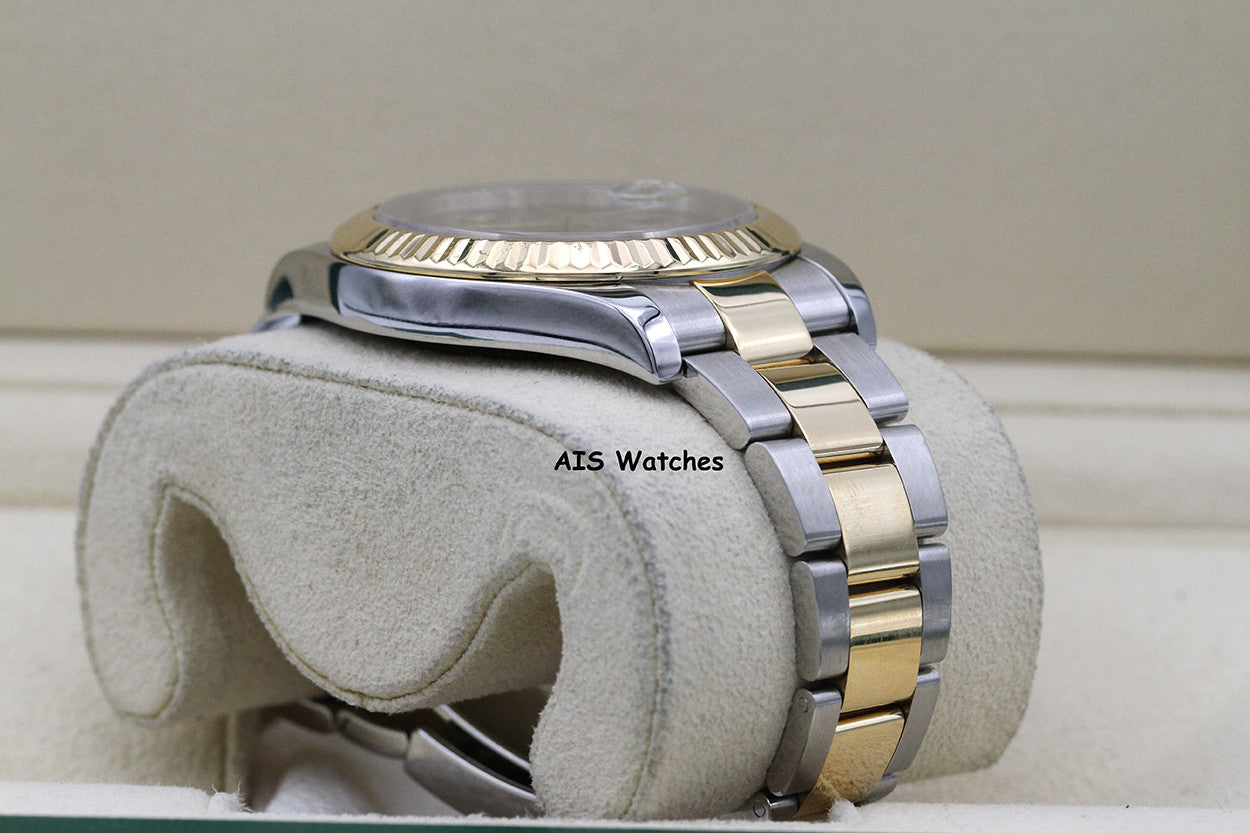 Rolex 116333 DateJust II 18K YG/SS Slate Roman Wimbledon Dial Oyster Box & Papers