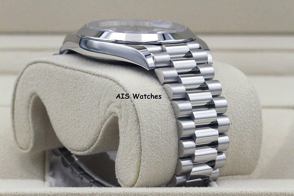 Rolex 228206 Platinum DayDate 40MM DD40 Ice Blue Diagonal Motif Dial B&P