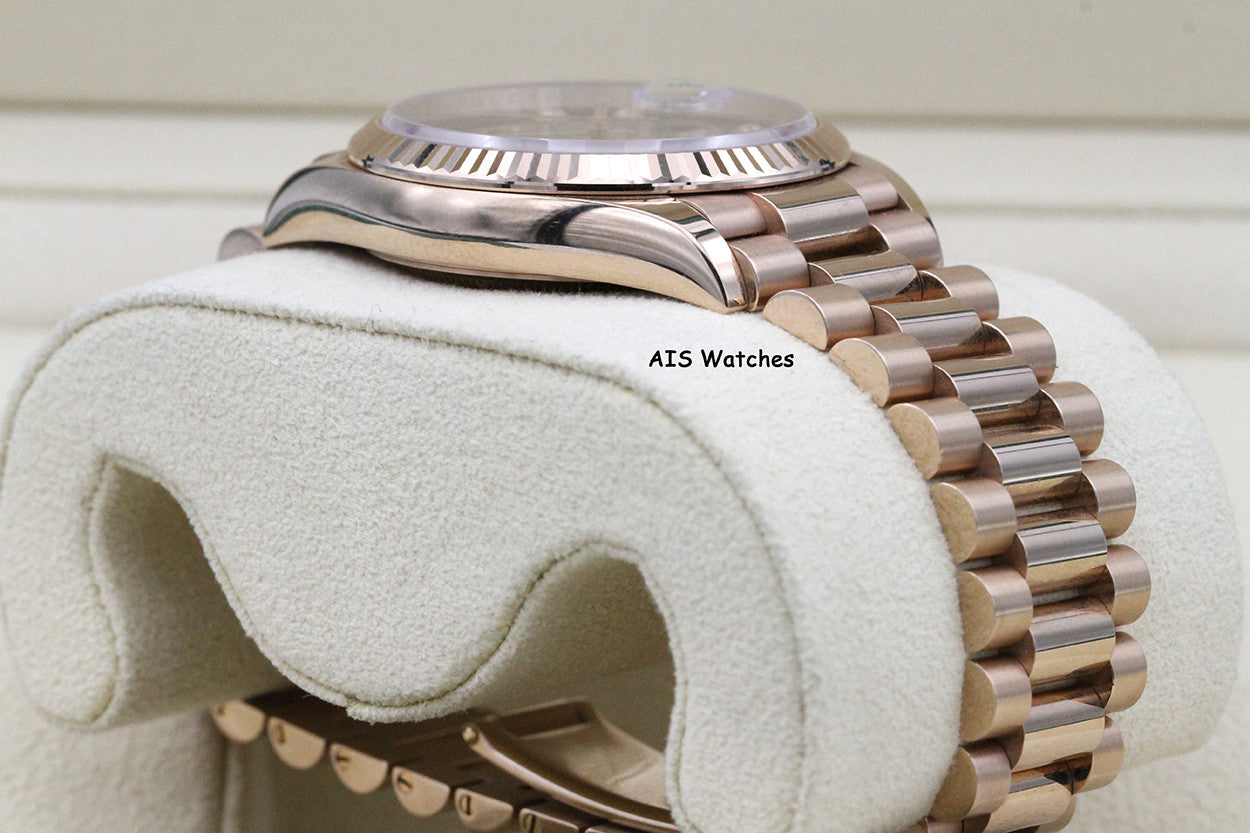 Rolex 128235 DayDate 36MM DD36 EverRose Gold Brown Ombré-Diamond Dial Box & Paper