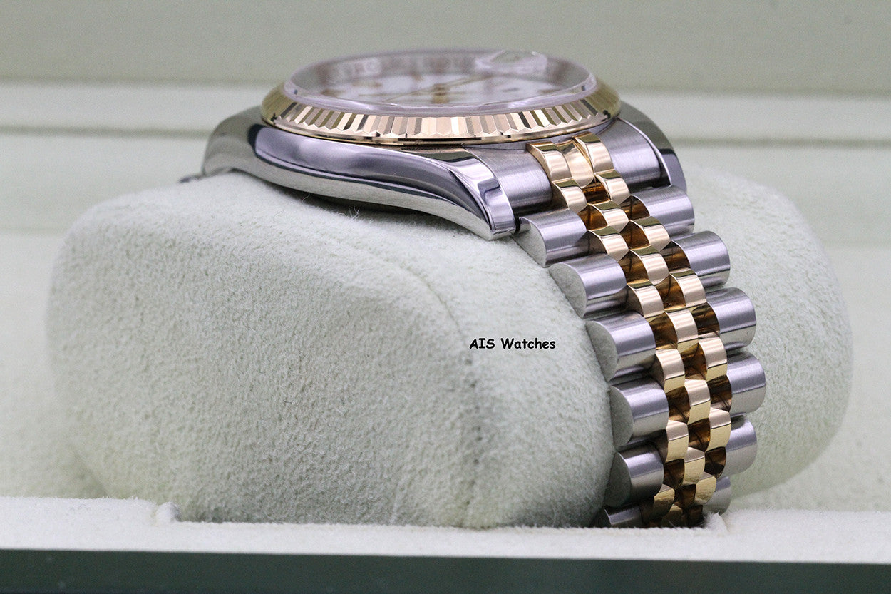 Rolex 116233 DateJust 36MM 18K YG/SS White Roman Dial Jubilee Bracelet B&P