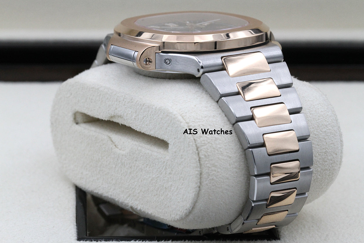 Patek Philippe Nautilus 5980/1AR Chronograph 18K Rose Gold / Stainless Steel Blue Dial Box & Papers