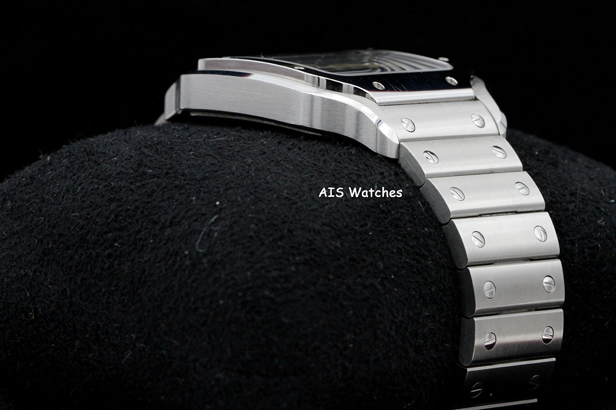 Cartier Santos De Cartier Large Steel WSSA0076 Dual Time GMT Grey Dial Box & Papers