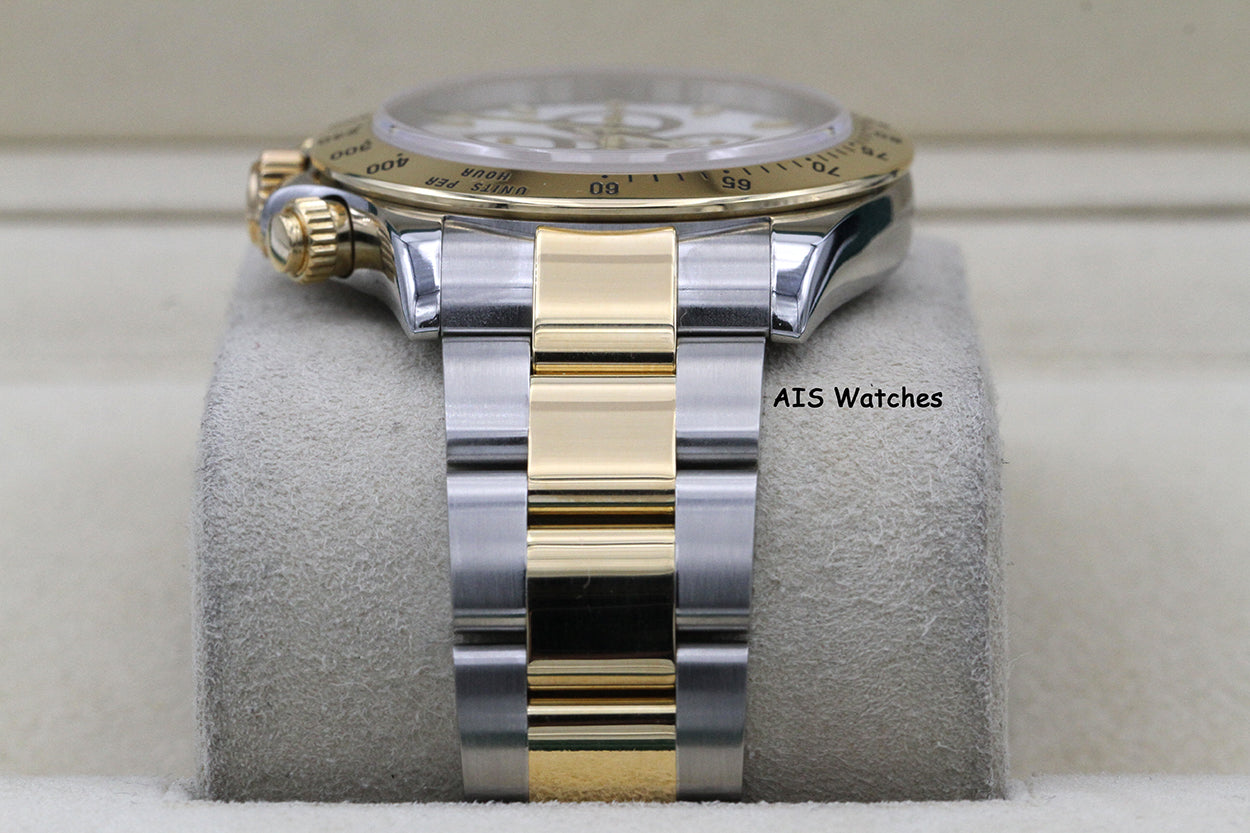 Rolex Daytona 116523 18K YG / SS White Dial F Serial