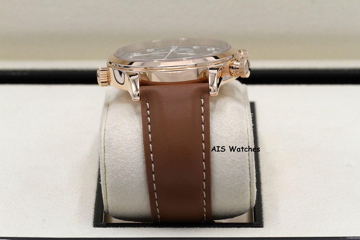 Patek Philippe 5524R Calatrava Pilot Travel Time Rose Gold Brown Dial 42MM Box & Paper