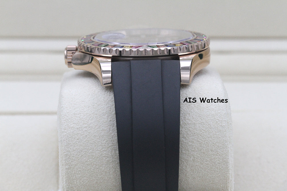 Rolex Yachtmaster 116695SATS Gem Set Bezel Everose Gold OysterFlex Strap B&P