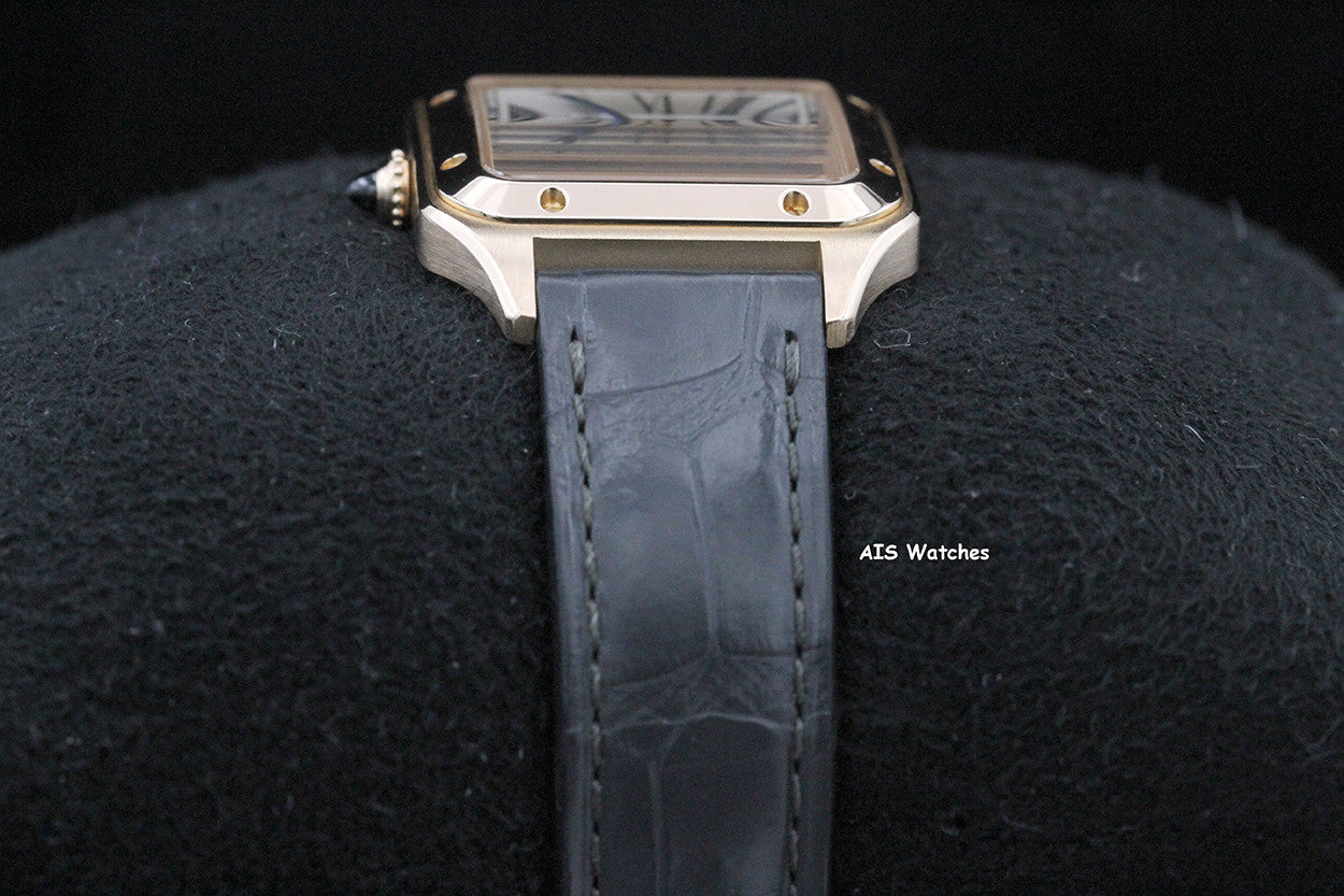 Cartier Santos Dumont Small WGSA0022 18K RG 38MM x 27.5MM Silver Dial Box & Paper