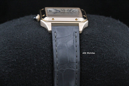 Cartier Santos Dumont Small WGSA0022 18K RG 38MM x 27.5MM Silver Dial Box & Paper