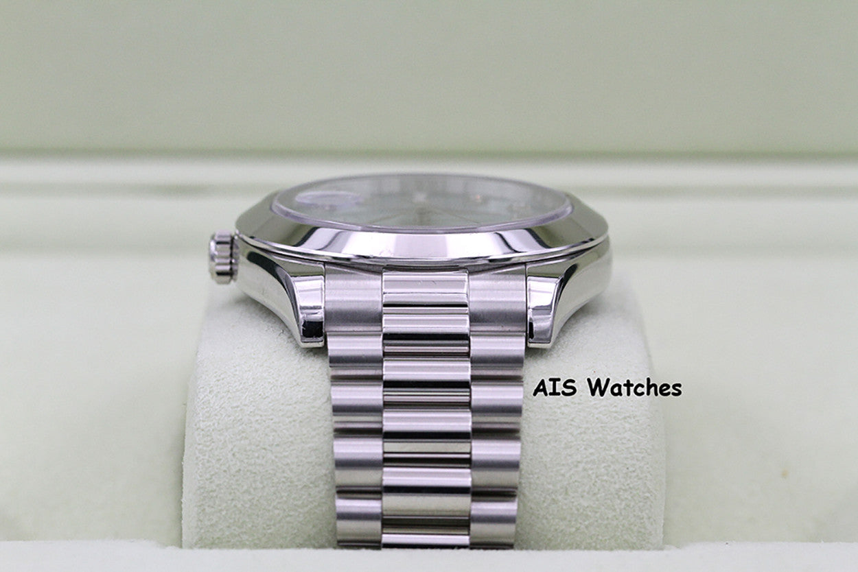 Rolex 218206 Platinum DayDate II 41MM DD2 Glacier Ice Blue Diamond Dial Box & Paper