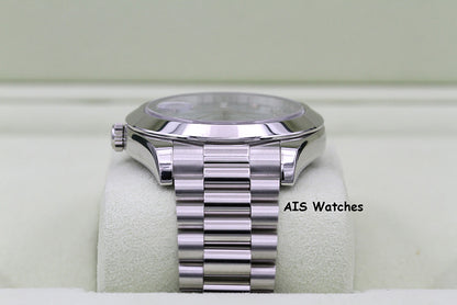 Rolex 218206 Platinum DayDate II 41MM DD2 Glacier Ice Blue Diamond Dial Box & Paper