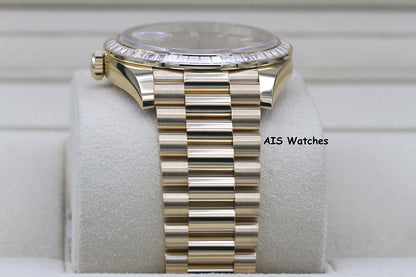 BNIB Rolex 228398TBR DayDate 40 18K YG Champagne Baguette Diamond Dial / Bezel