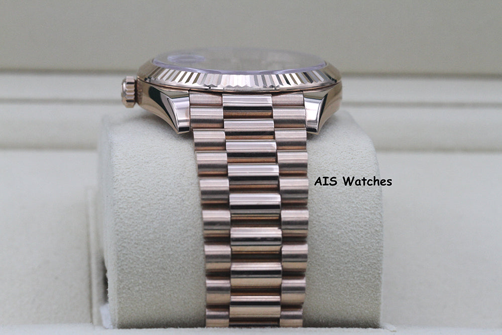 Rolex 228235 DayDate 40MM DD40 Rose Gold Chocolate Baguette Diamond Dial B&P