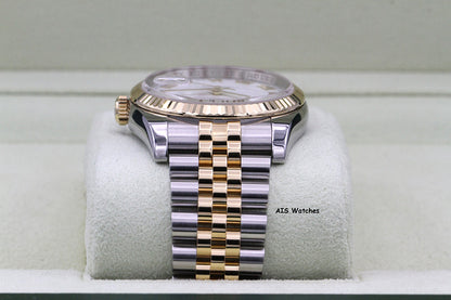 Rolex 116233 DateJust 36MM 18K YG/SS White Roman Dial Jubilee Bracelet B&P
