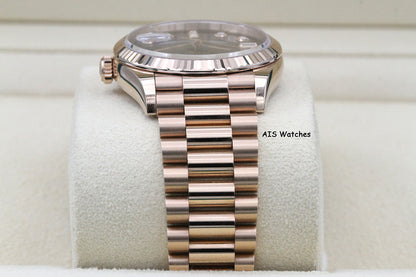 Rolex 128235 DayDate 36MM DD36 EverRose Gold Brown Ombré-Diamond Dial Box & Paper